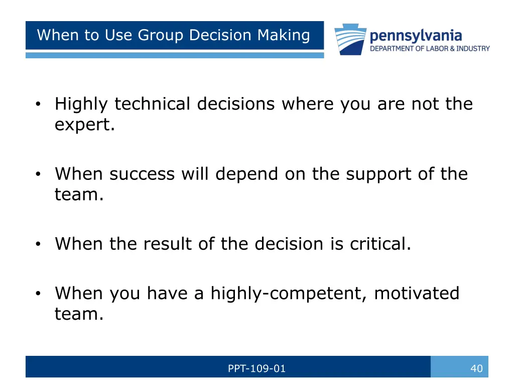 when to use group decision making