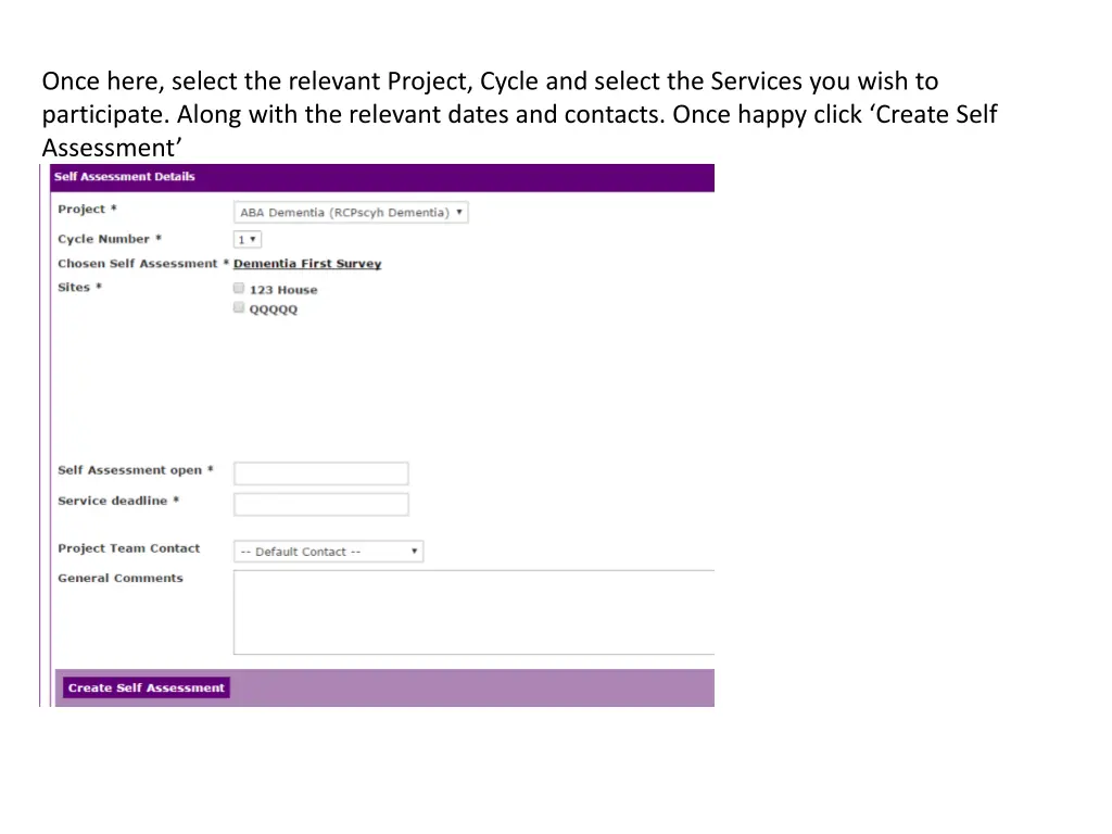 once here select the relevant project cycle