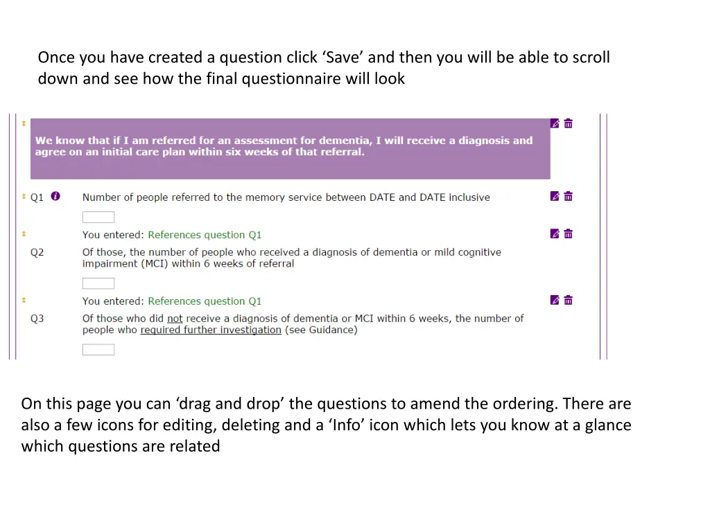 once you have created a question click save