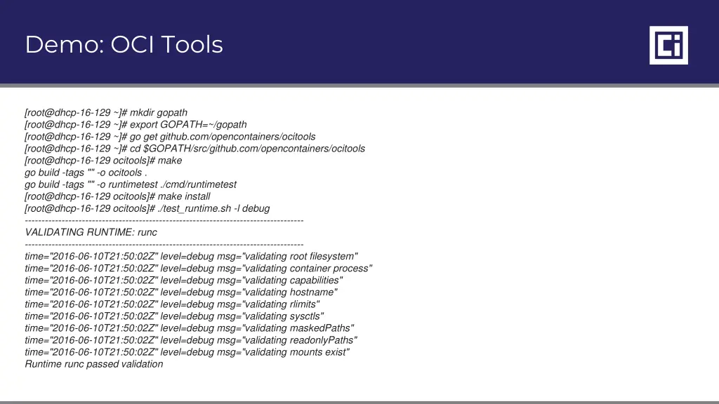 demo oci tools