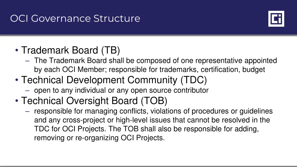 oci governance structure