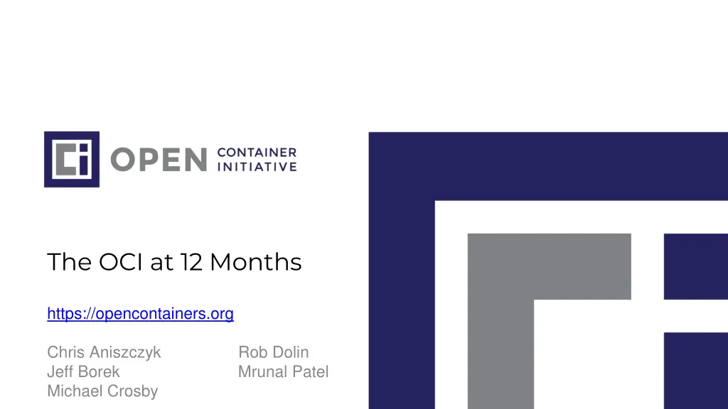 the oci at 12 months