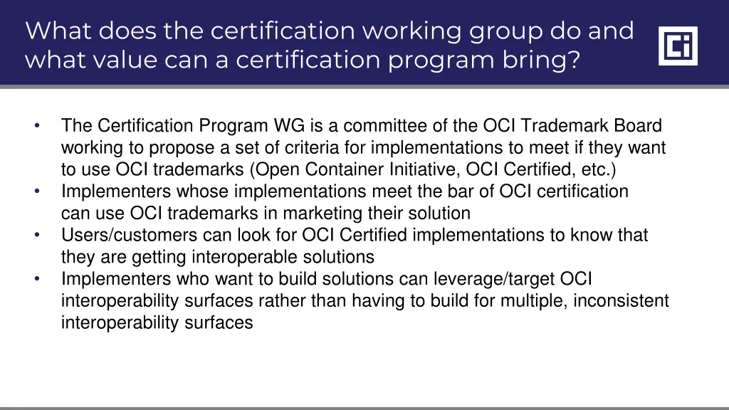 what does the certification working group