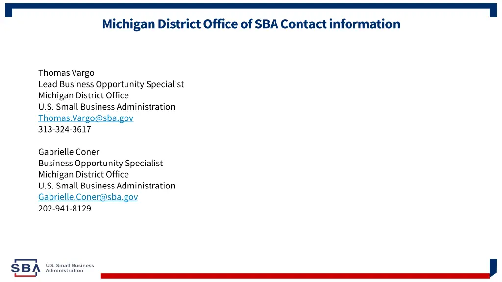 michigan district office of sba contact