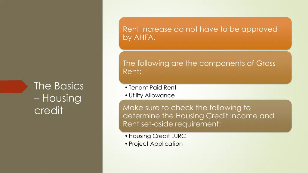 rent increase do not have to be approved by ahfa