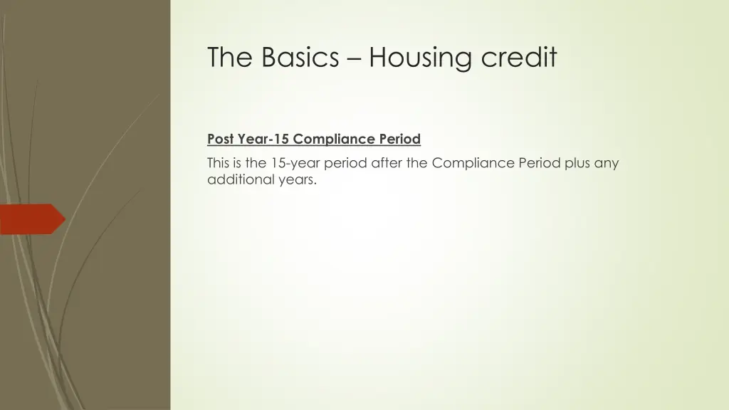 the basics housing credit 1