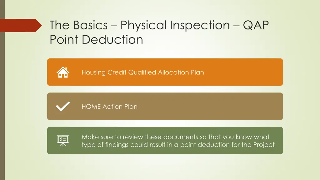 the basics physical inspection qap point deduction