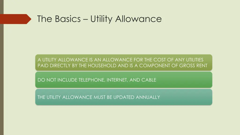 the basics utility allowance