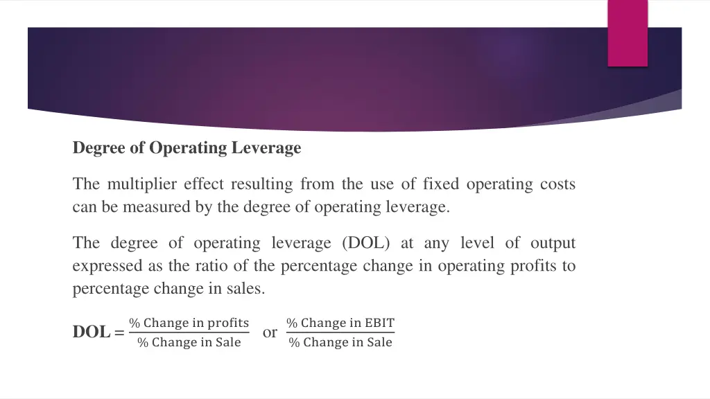 degree of operating leverage