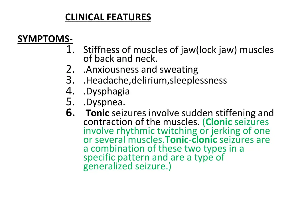 clinical features