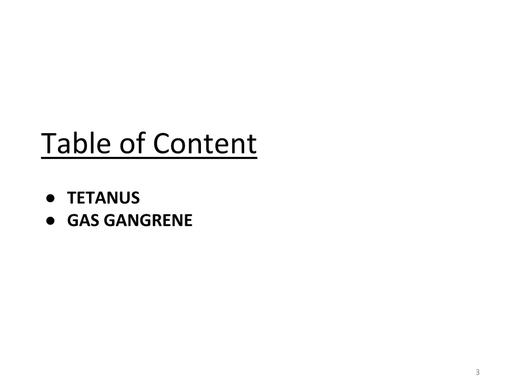 table of content abscess tetanus gas gangrene
