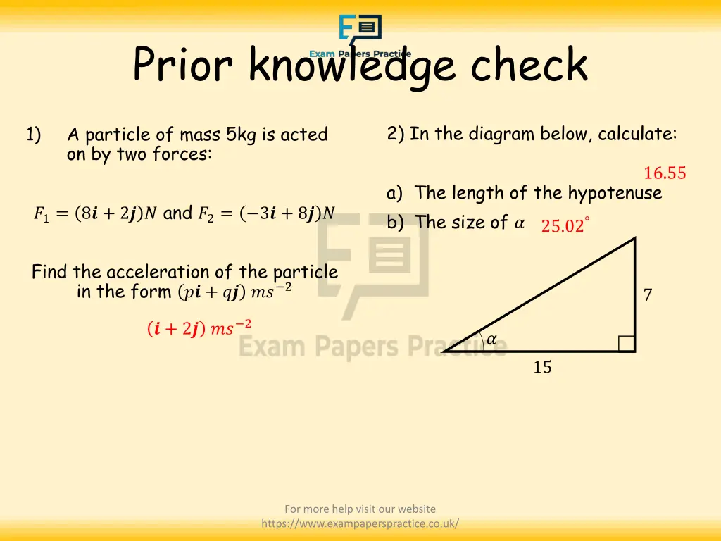prior knowledge check