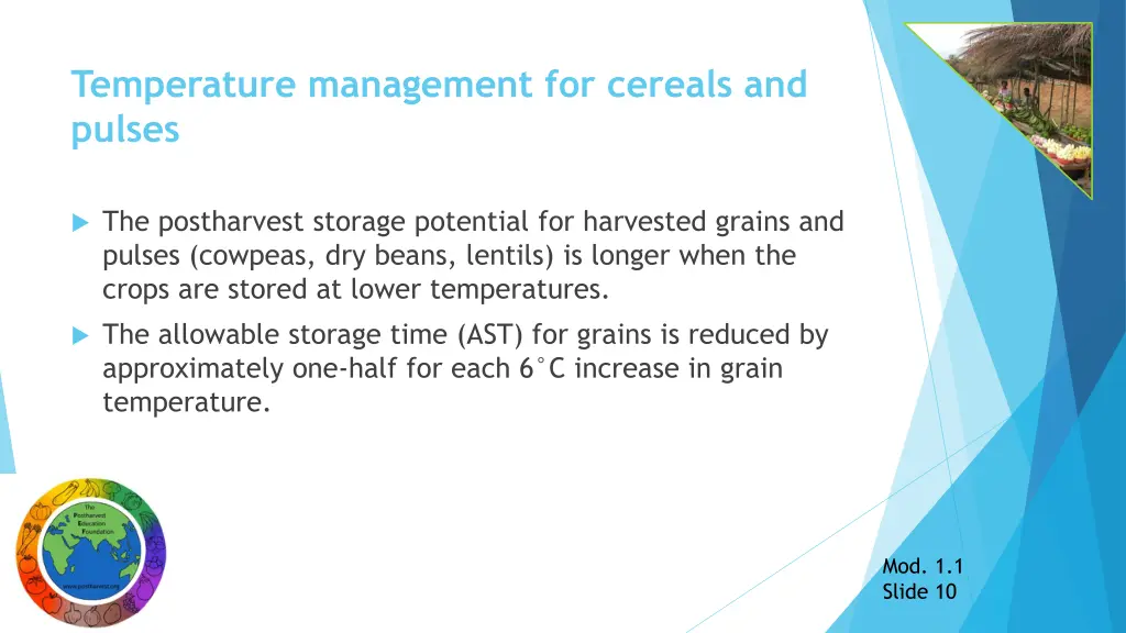 temperature management for cereals and pulses