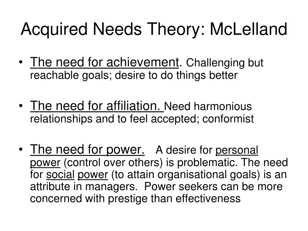 acquired needs theory mclelland
