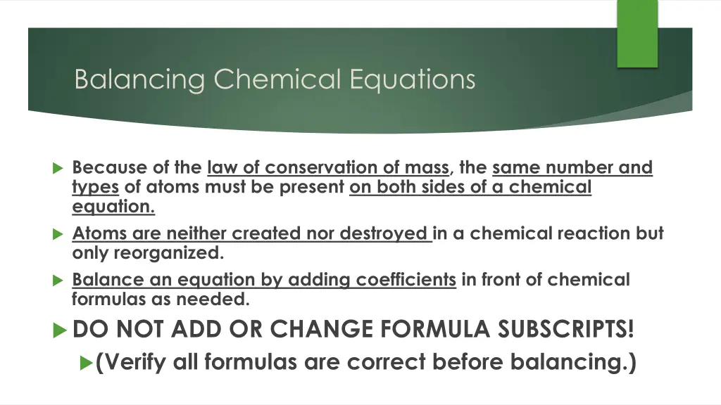 balancing chemical equations