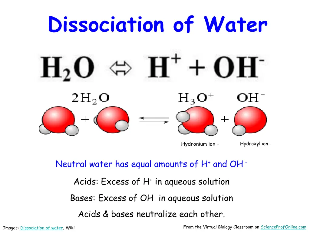 dissociation of water