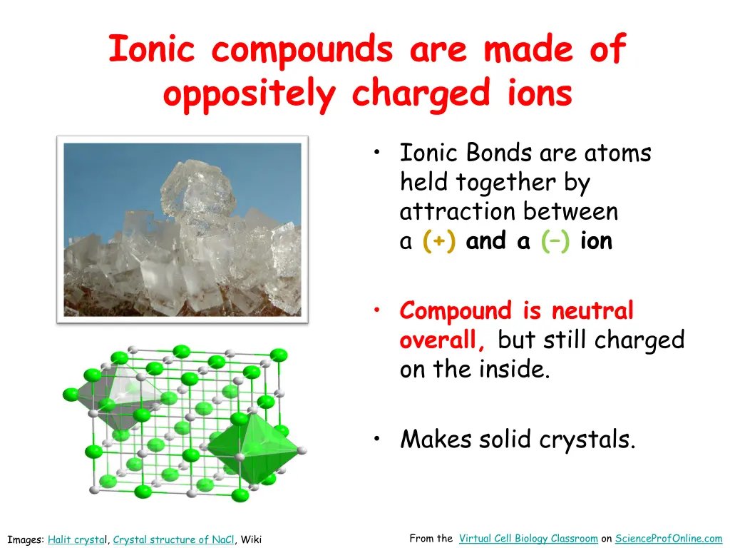 ionic compounds are made of oppositely charged