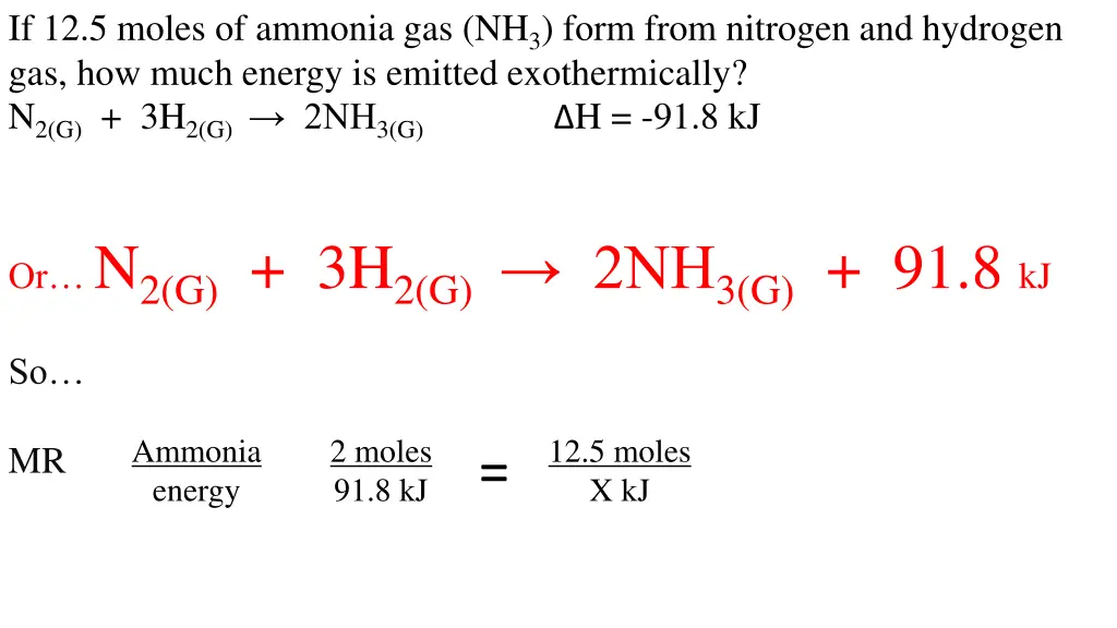 if 12 5 moles of ammonia gas nh 3 form from