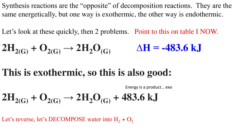 synthesis reactions are the opposite 1