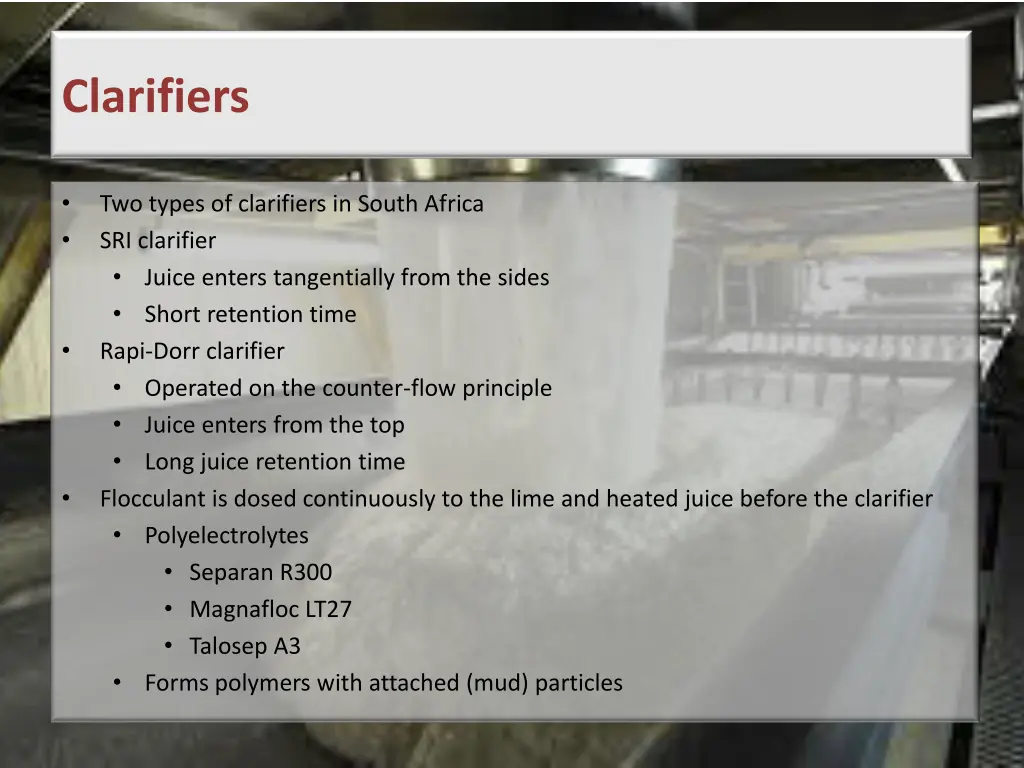clarifiers