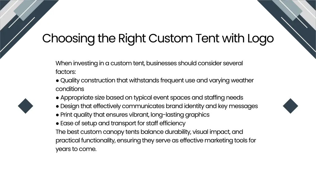 choosing the right custom tent with logo