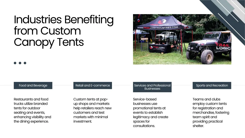industries benefiting from custom canopy tents