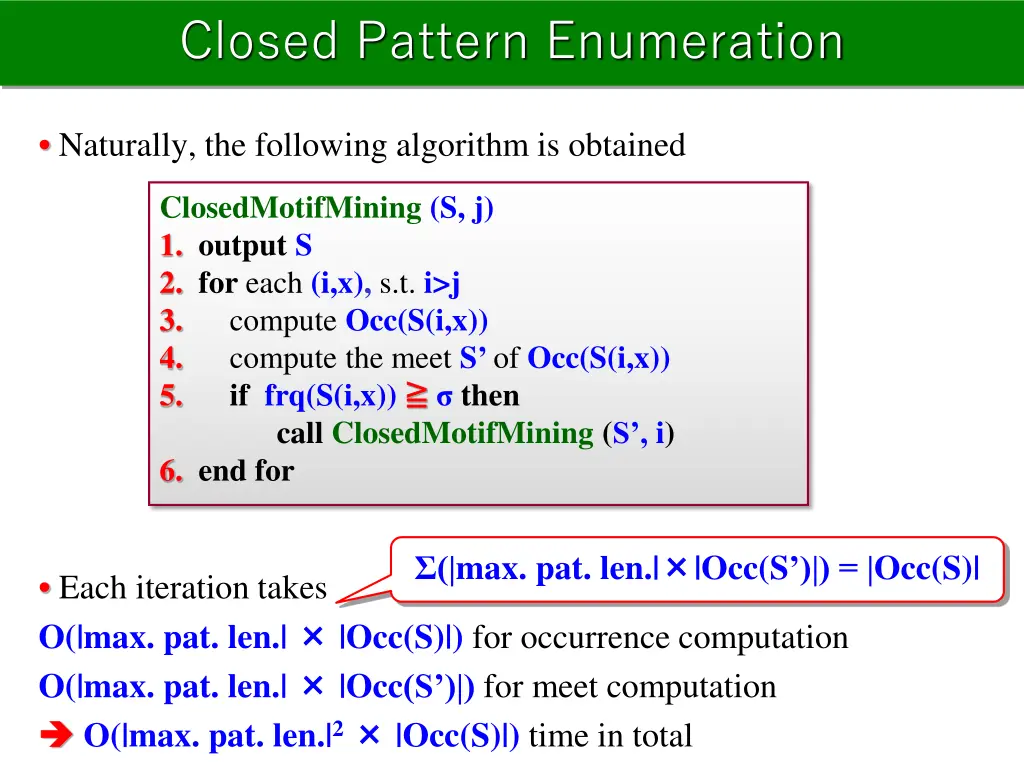 closed pattern enumeration