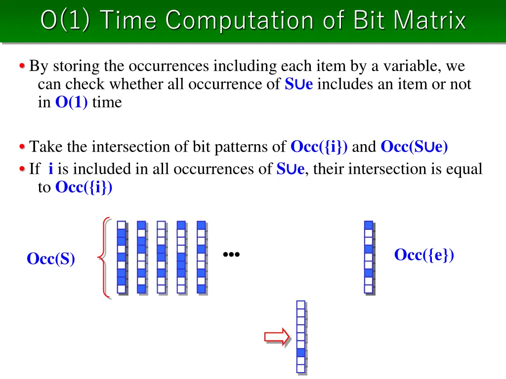 o 1 time computation of bit matrix