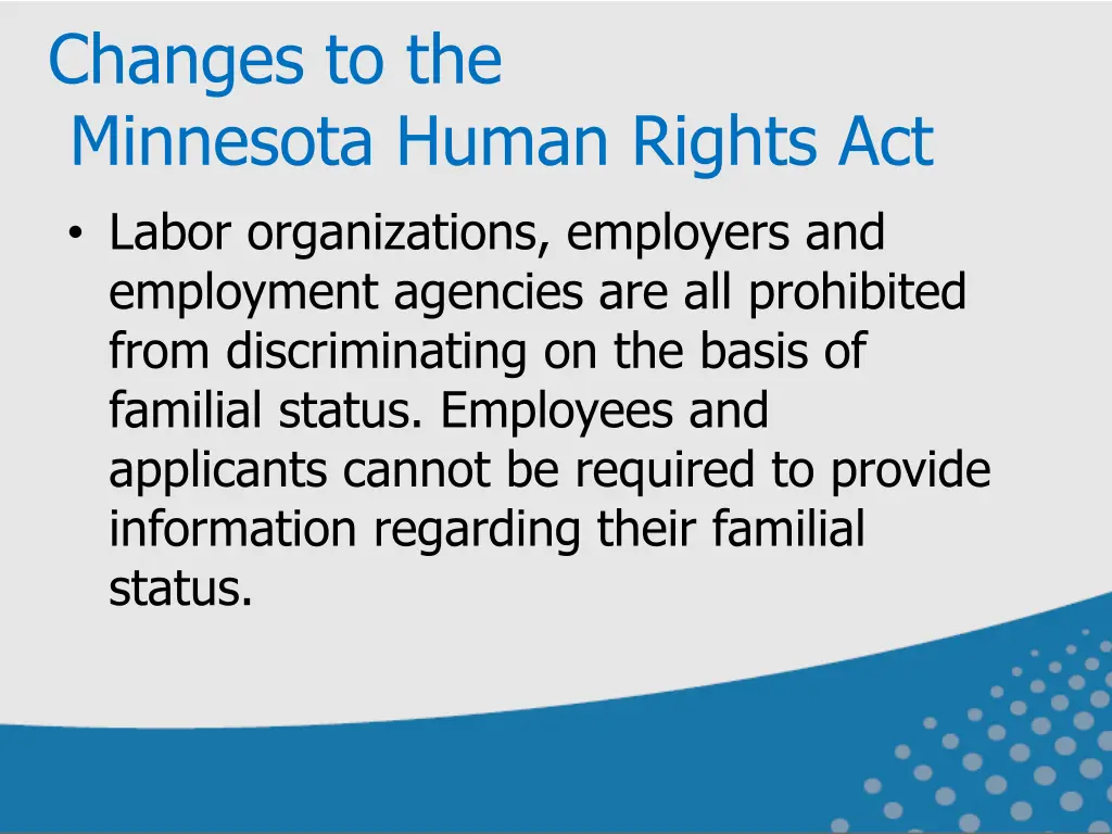 changes to the minnesota human rights act labor
