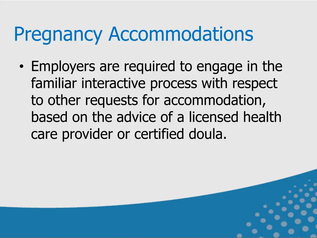 pregnancy accommodations 1
