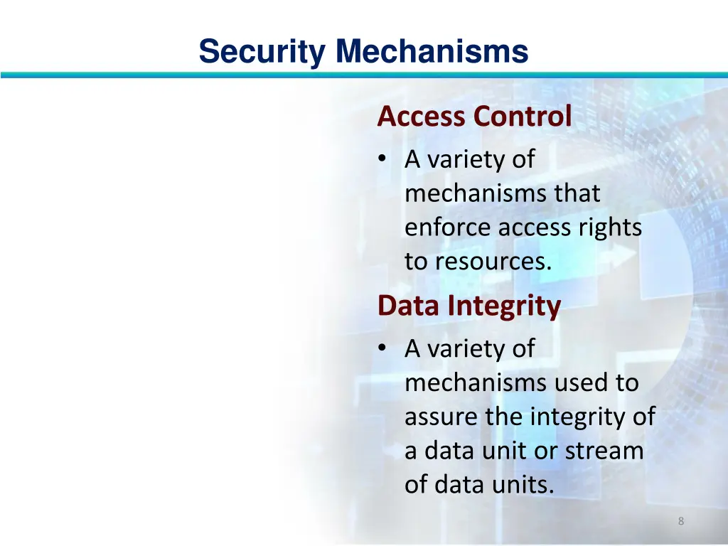 security mechanisms 7