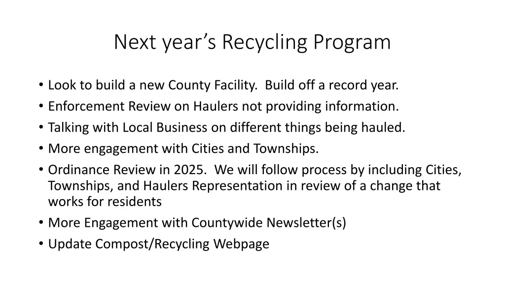 next year s recycling program