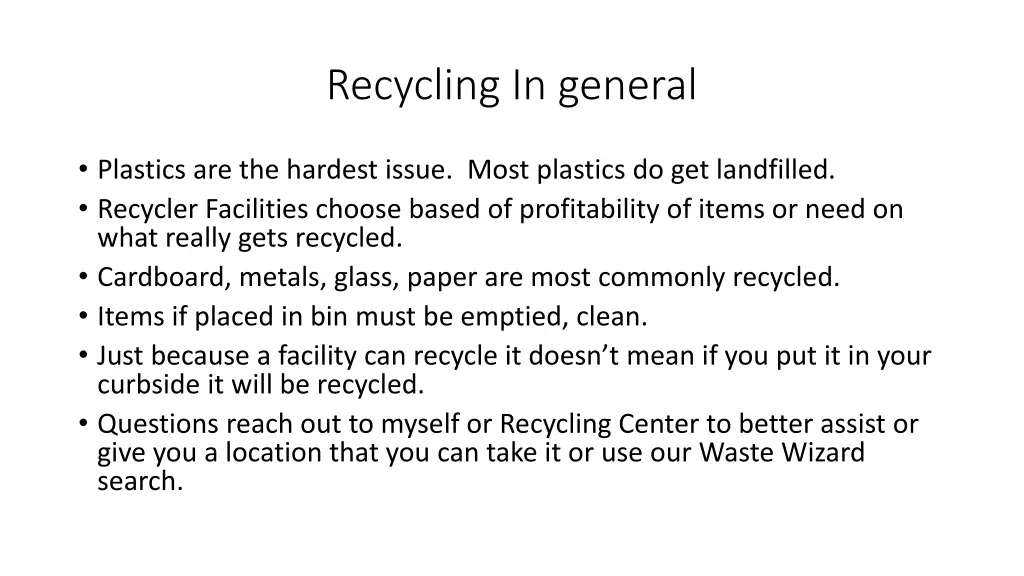 recycling in general
