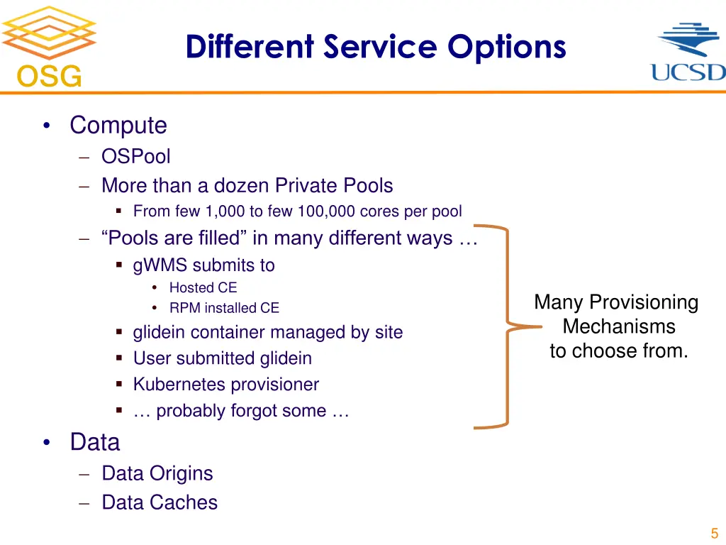 different service options