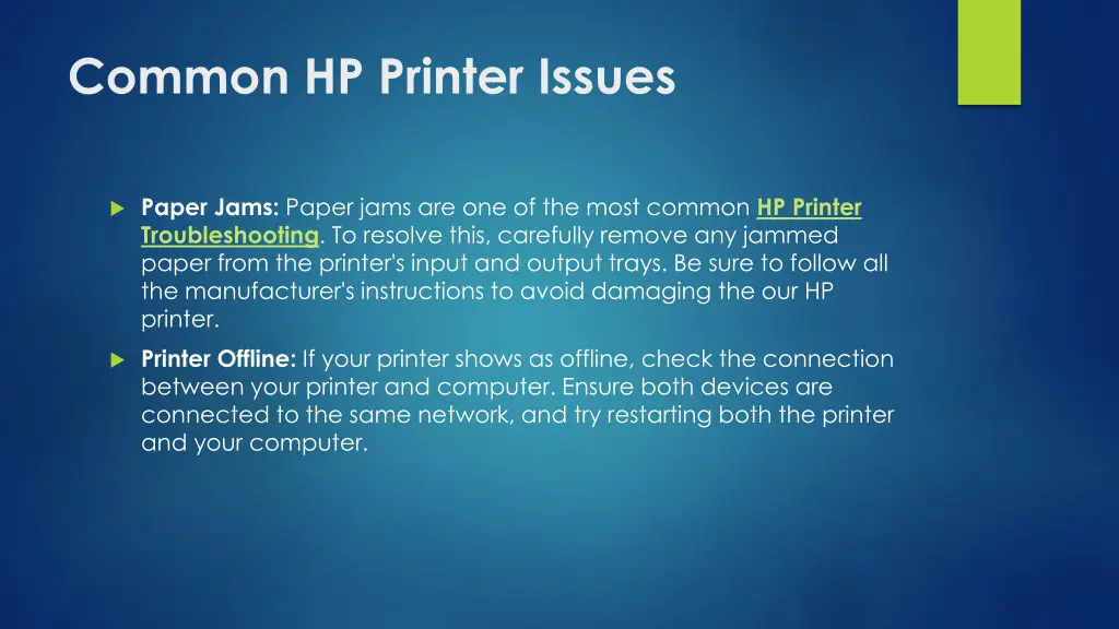 common hp printer issues