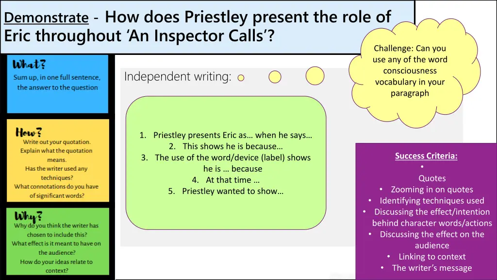 demonstrate how does priestley present the role