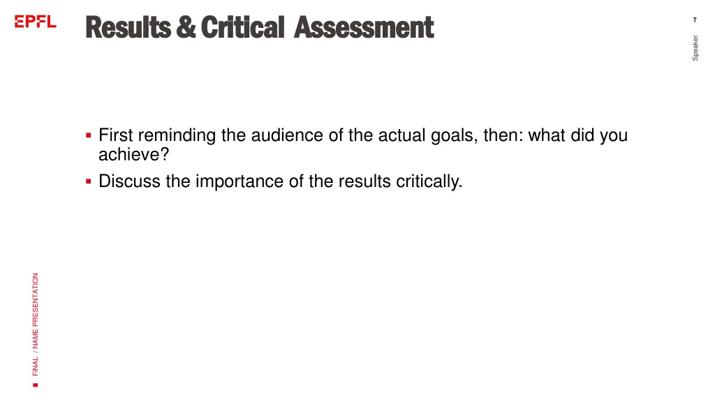 results results critical critical assessment