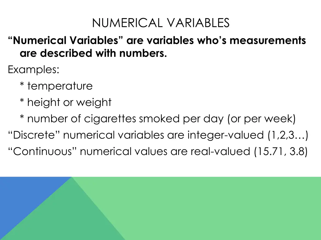 numerical variables