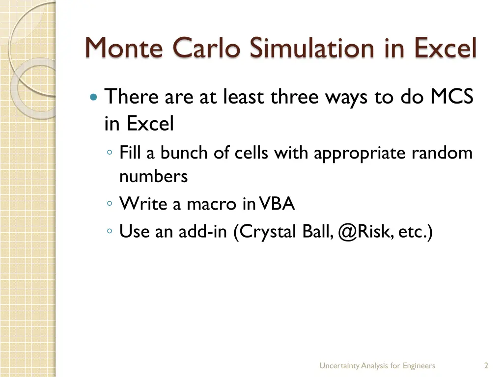 monte carlo simulation in excel