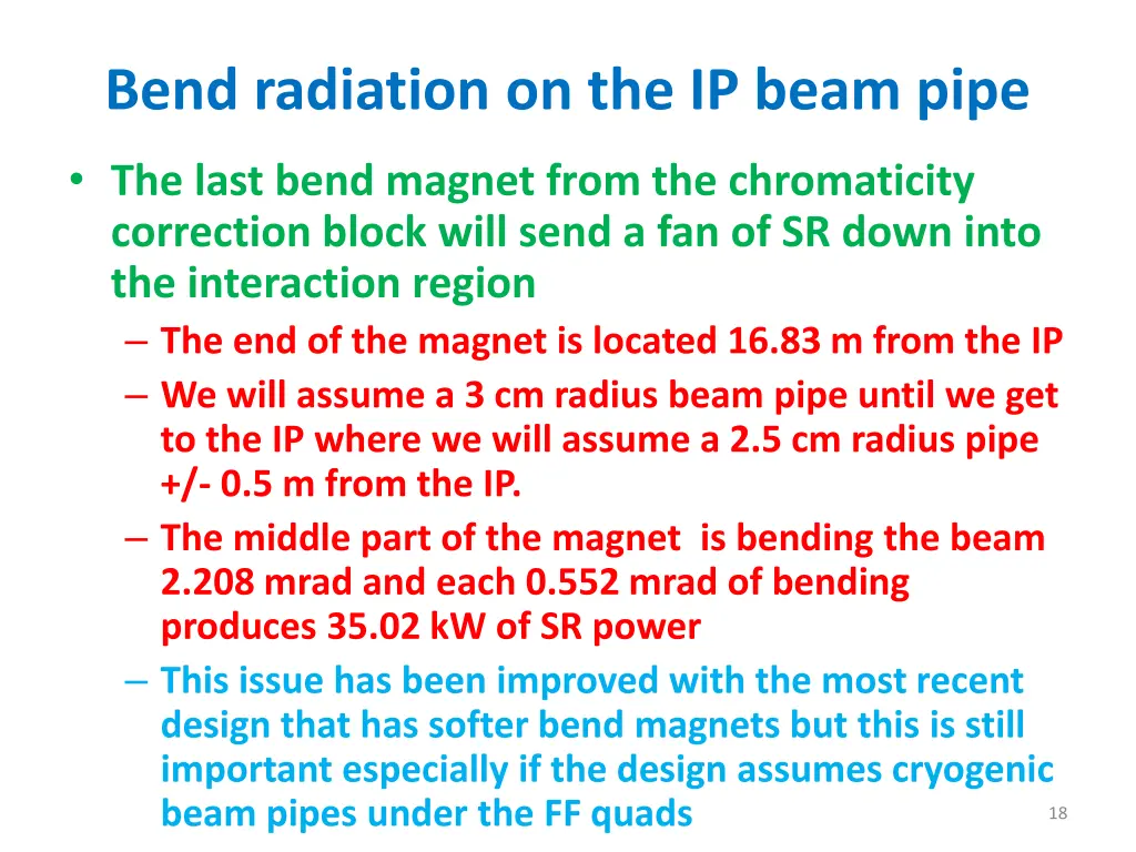 bend radiation on the ip beam pipe
