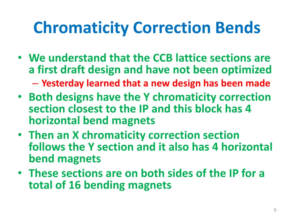 chromaticity correction bends