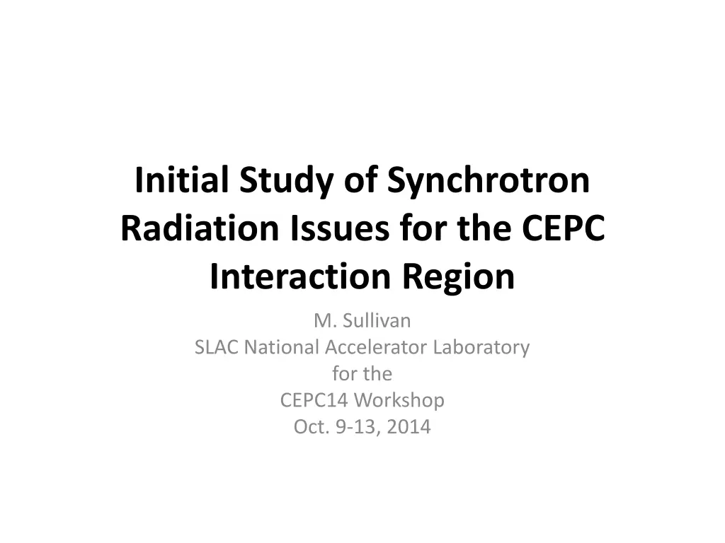 initial study of synchrotron radiation issues