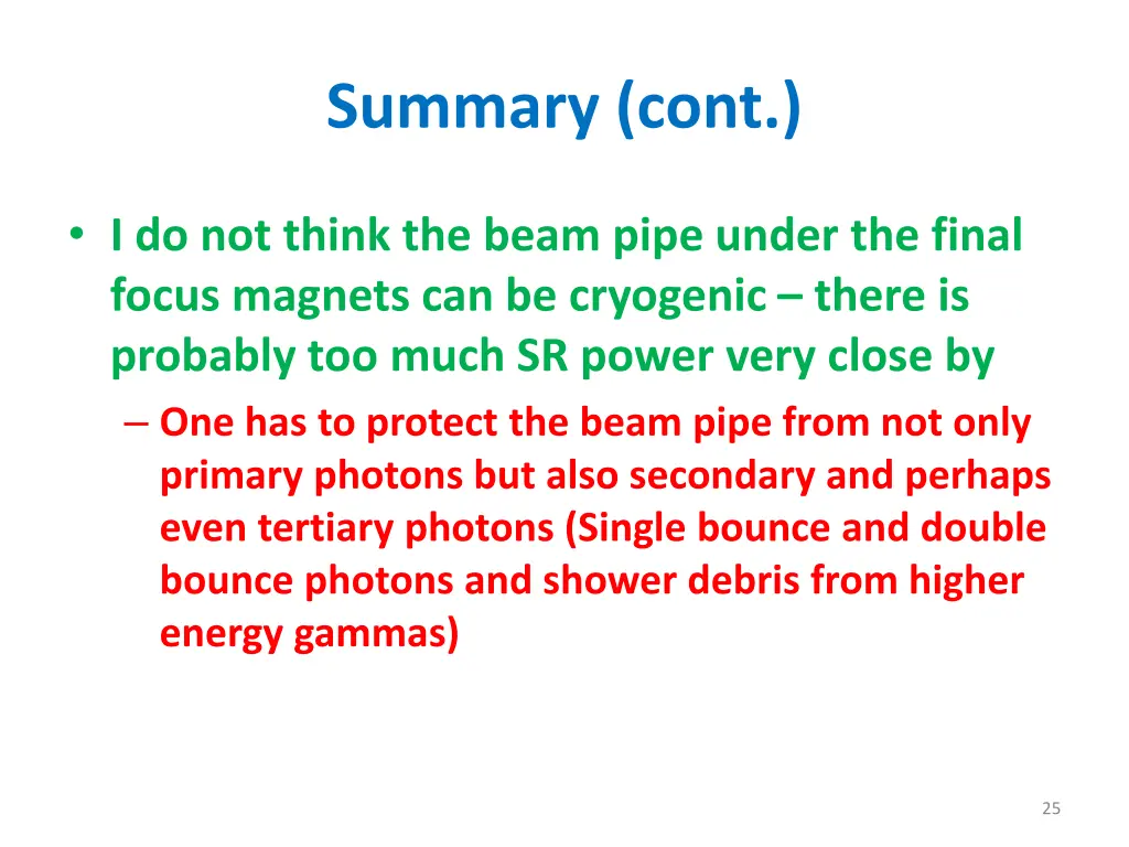 summary cont