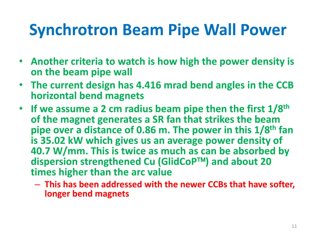 synchrotron beam pipe wall power