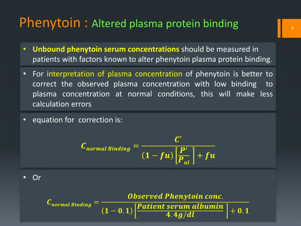 phenytoin altered plasma protein binding