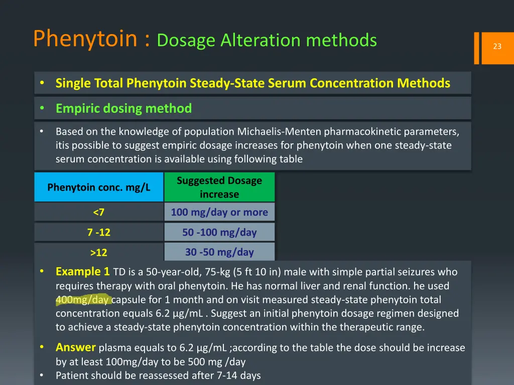 phenytoin dosage alteration methods