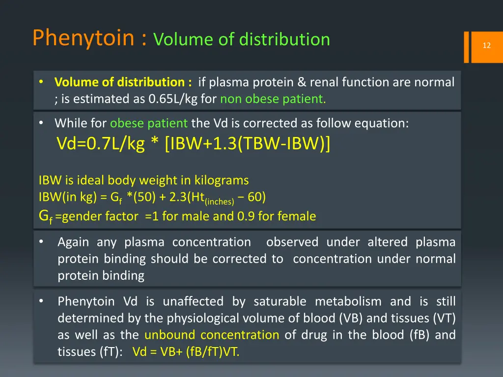 phenytoin volume of distribution