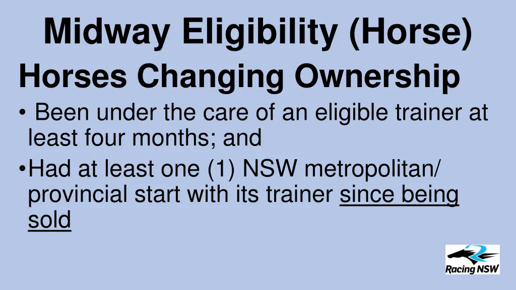 midway eligibility horse horses changing
