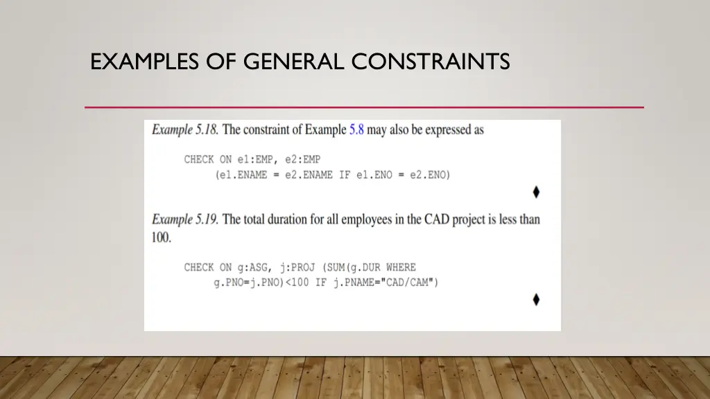 examples of general constraints