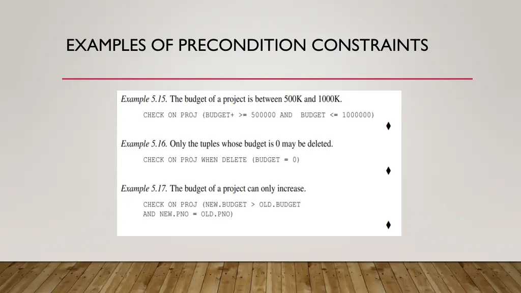 examples of precondition constraints